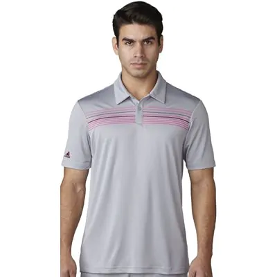 Adidas Golf Adidas ClimaCool Chest Print Polo - Mid Grey/Shock Pink 1 Adidas Golf Adidas ClimaCool Chest Print Polo - Mid Grey/Shock Pink