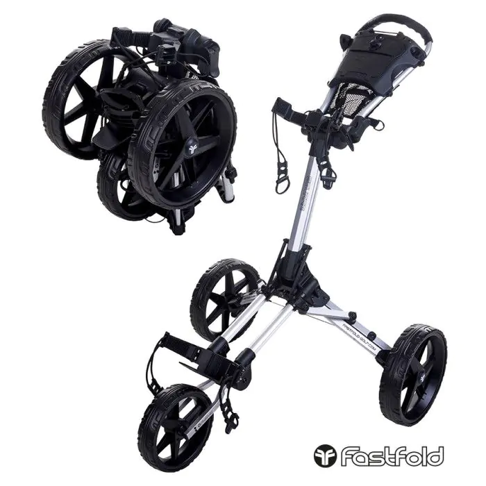 Fastfold Square Golf Trolley - Silver/Black 1 Fastfold Square Golf Trolley - Silver/Black